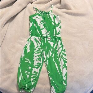 Lilly Pulitzer Green Leaf Print Kids Romper